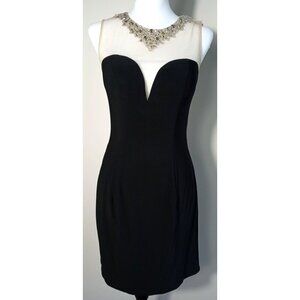 Alyce Paris mini black dress with Crystal Beading V Neckline Size 6